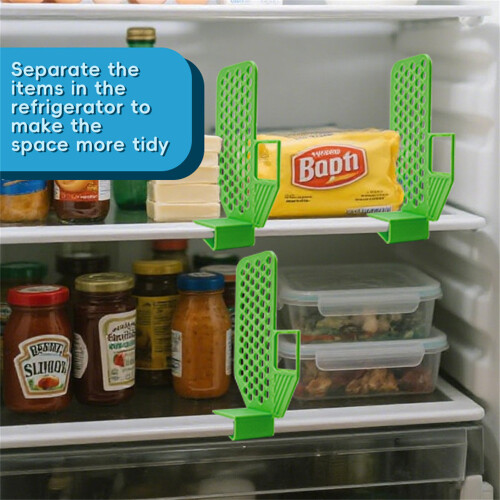 (White) Refrigerator Organizer Divider Multi-Function Storage Partition Clip-on Space Saving Fridge Dividing Board 2