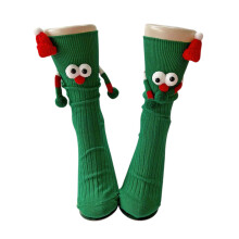 (Green) Christmas Socks Funny Cartoon Design Comfortable Breathable Holiday Mid-Calf Socks for Couples