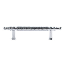 (Bright Chrome) Brass French Cabinet Handles 96mm Hole Centers 6169 Hammered Texture Pulls for Wardrobe Drawer