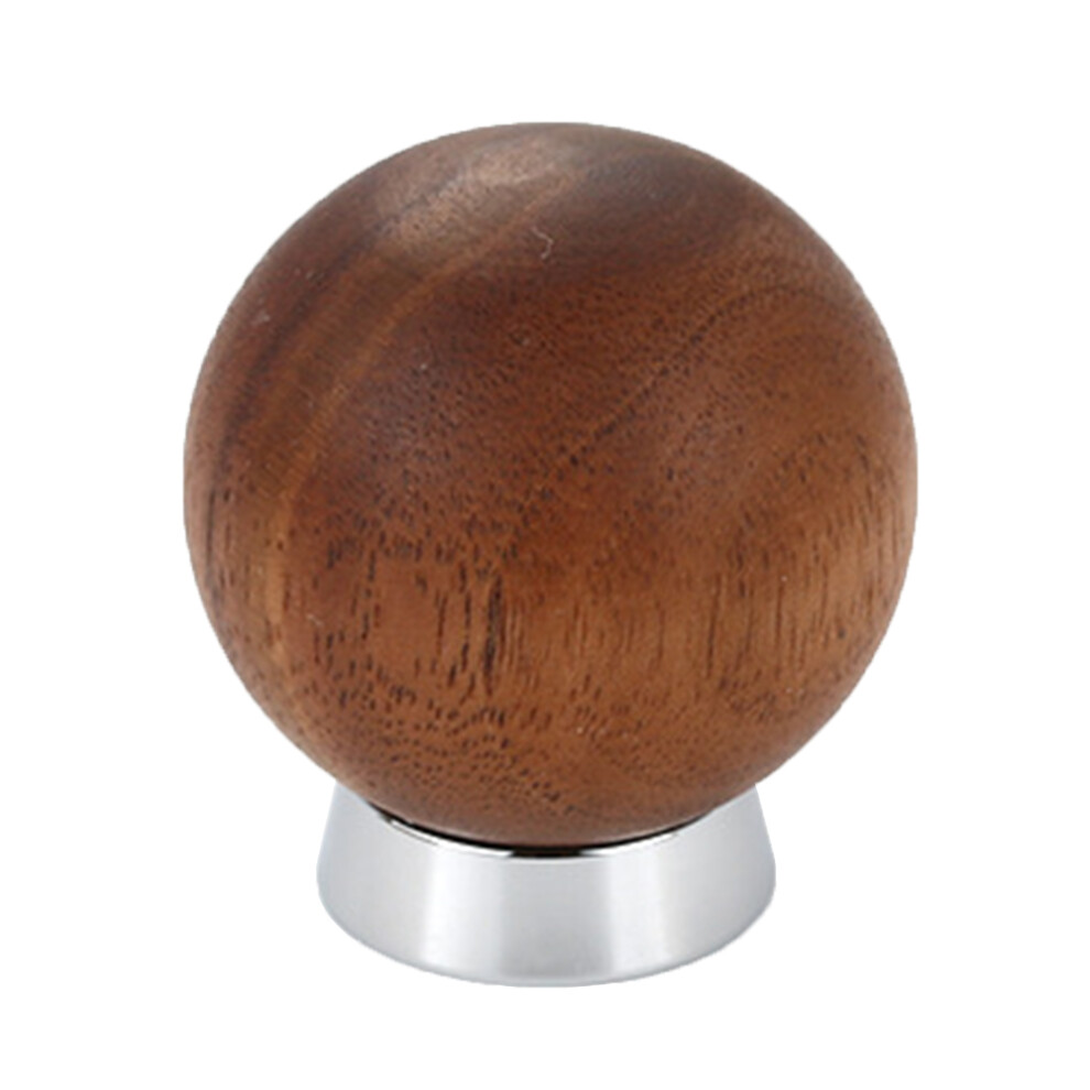 (Chrome Color) 8192 25Mm Round Ball Walnut Wood Brass Cabinet Wardrobe Door Handle French Style Drawer Pull Knob 6914273100814