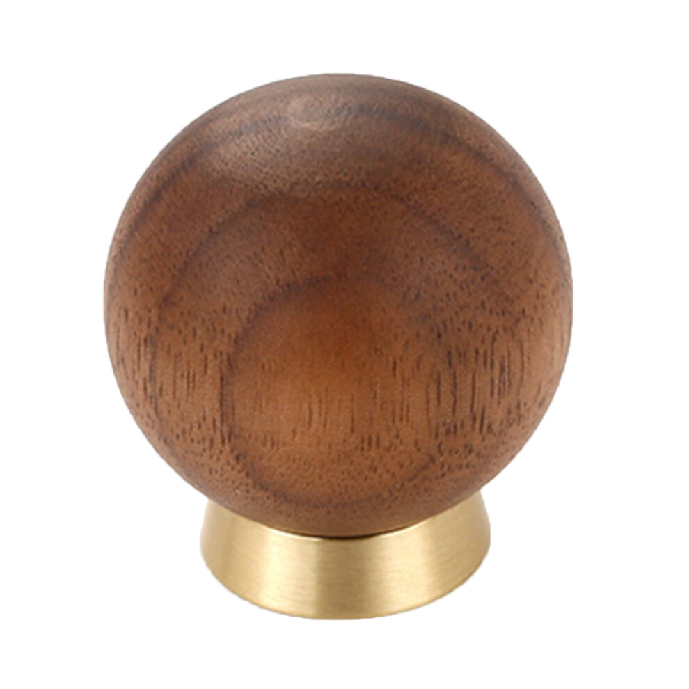 (Copper Color) 8192 25Mm Round Ball Walnut Wood Brass Cabinet Wardrobe Door Handle French Style Drawer Pull Knob 6914278252617