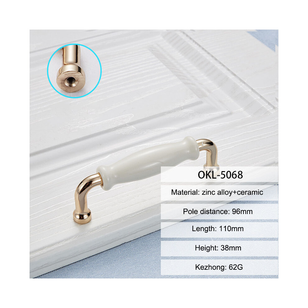 (G) Zinc Alloy+Ceramic Door Pull Handle Cabinet Drawer Wardrobe Cupboard Furniture Handle Knob 6914274897997