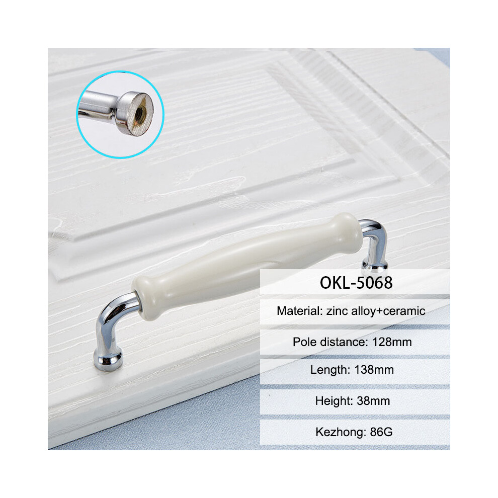 (F) Zinc Alloy+Ceramic Door Pull Handle Cabinet Drawer Wardrobe Cupboard Furniture Handle Knob 6914278217692