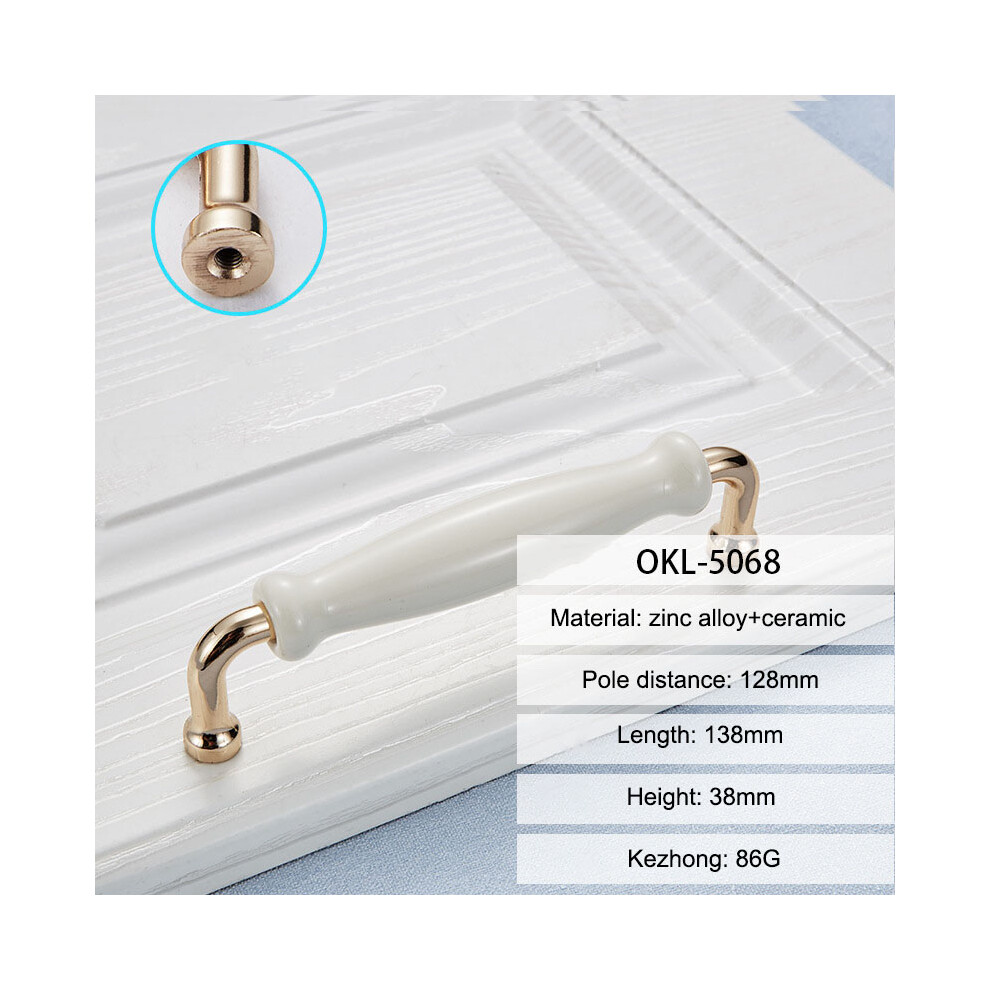 (H) Zinc Alloy+Ceramic Door Pull Handle Cabinet Drawer Wardrobe Cupboard Furniture Handle Knob 6914277572532