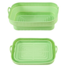 (Cyan) Rectangle Air Fryer Oven Silicone Baking Pan Heat Resistant Foldable Cake Mold (BPA Free,FDA Certified)