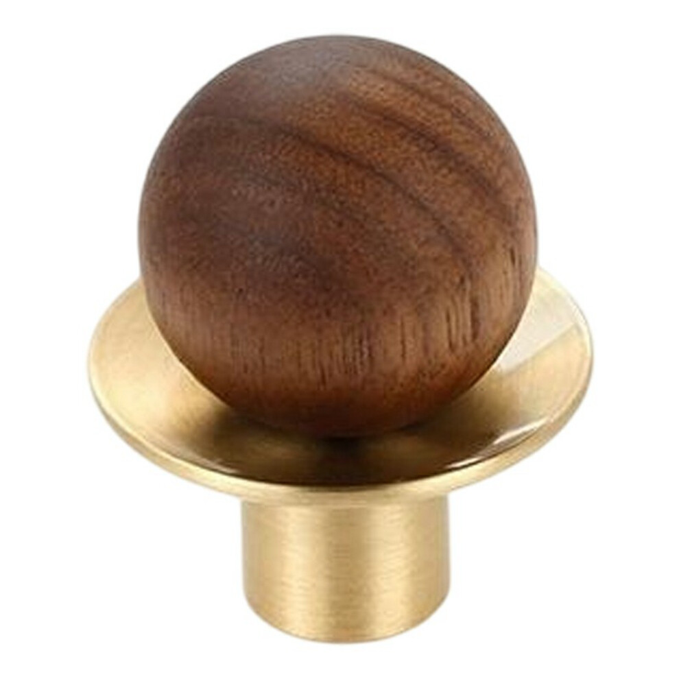 (Gold) 8189 25Mm Diameter Walnut Wood Knobs Cabinet Door Drawer Pulls Brass Round Ball Handles French Luxury Style For Wardrobe/Dresser 6914271157926