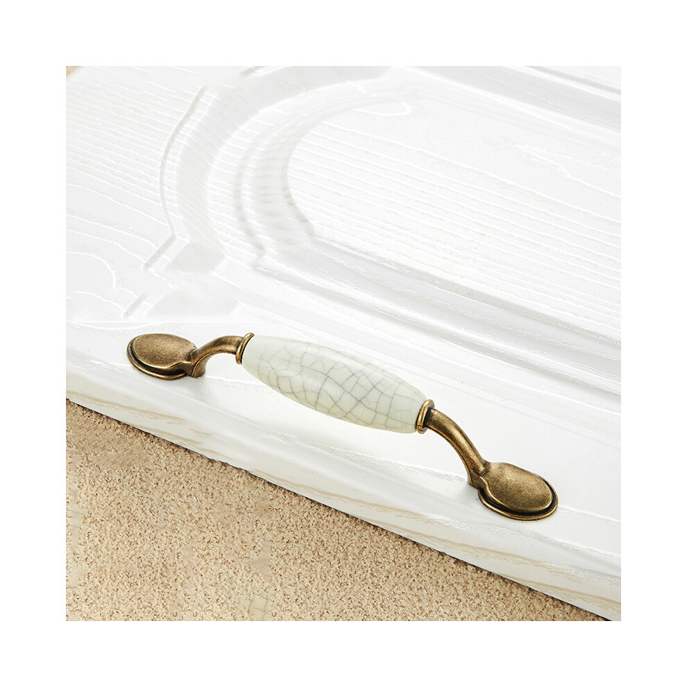 (E) Zinc Alloy Drawer Knobs Wardrobe Door Puller White Ceramic Cracked Cabinet Handle With 22Mm Screw 6914276352258