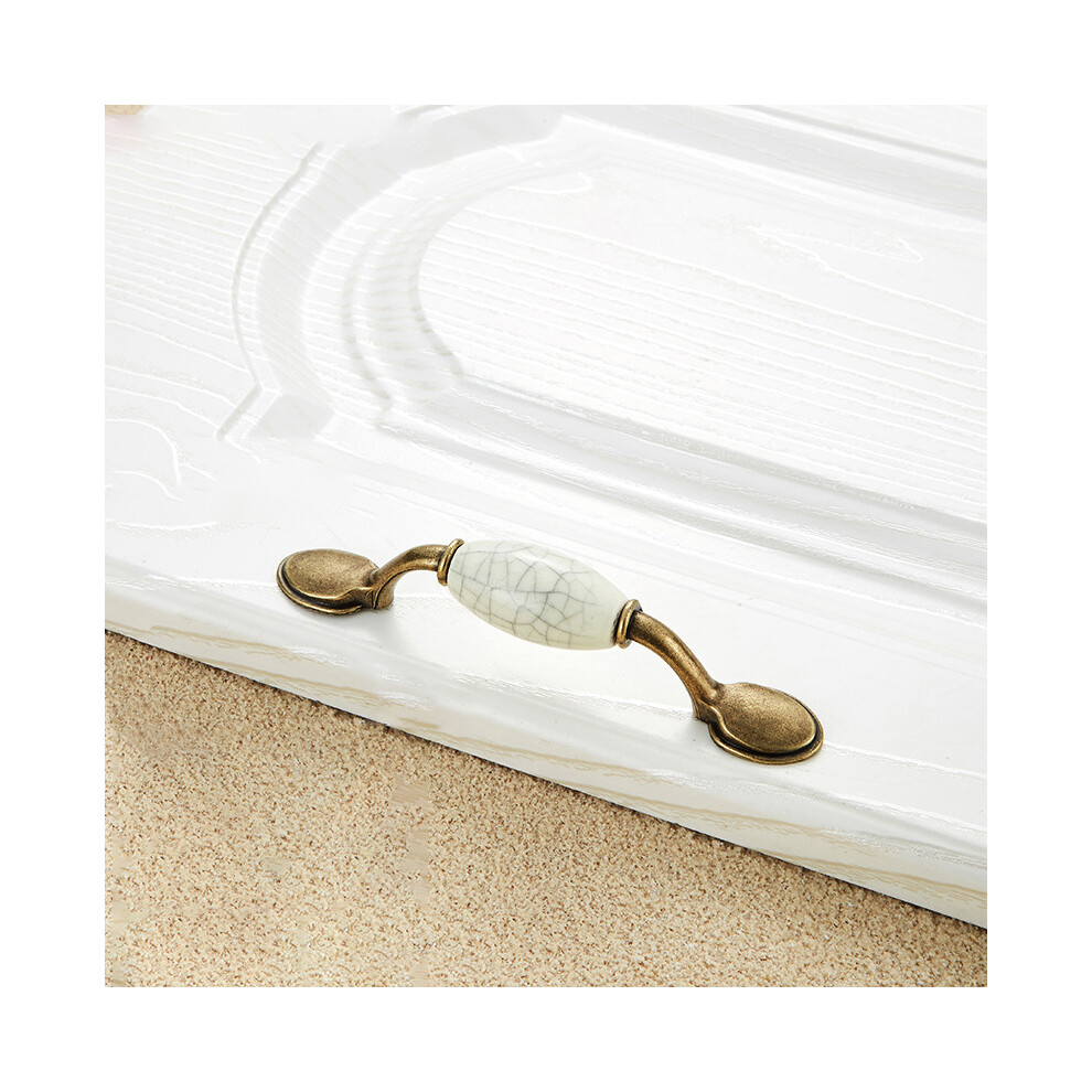 (D) Zinc Alloy Drawer Knobs Wardrobe Door Puller White Ceramic Cracked Cabinet Handle With 22Mm Screw 6914278796623