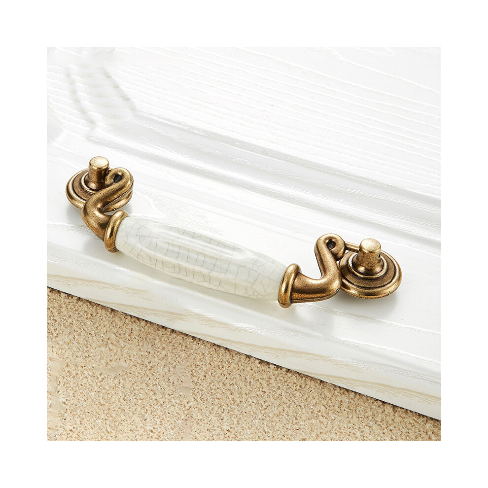(G) Zinc Alloy Drawer Knobs Wardrobe Door Puller White Ceramic Cracked Cabinet Handle With 22Mm Screw 6914276441181
