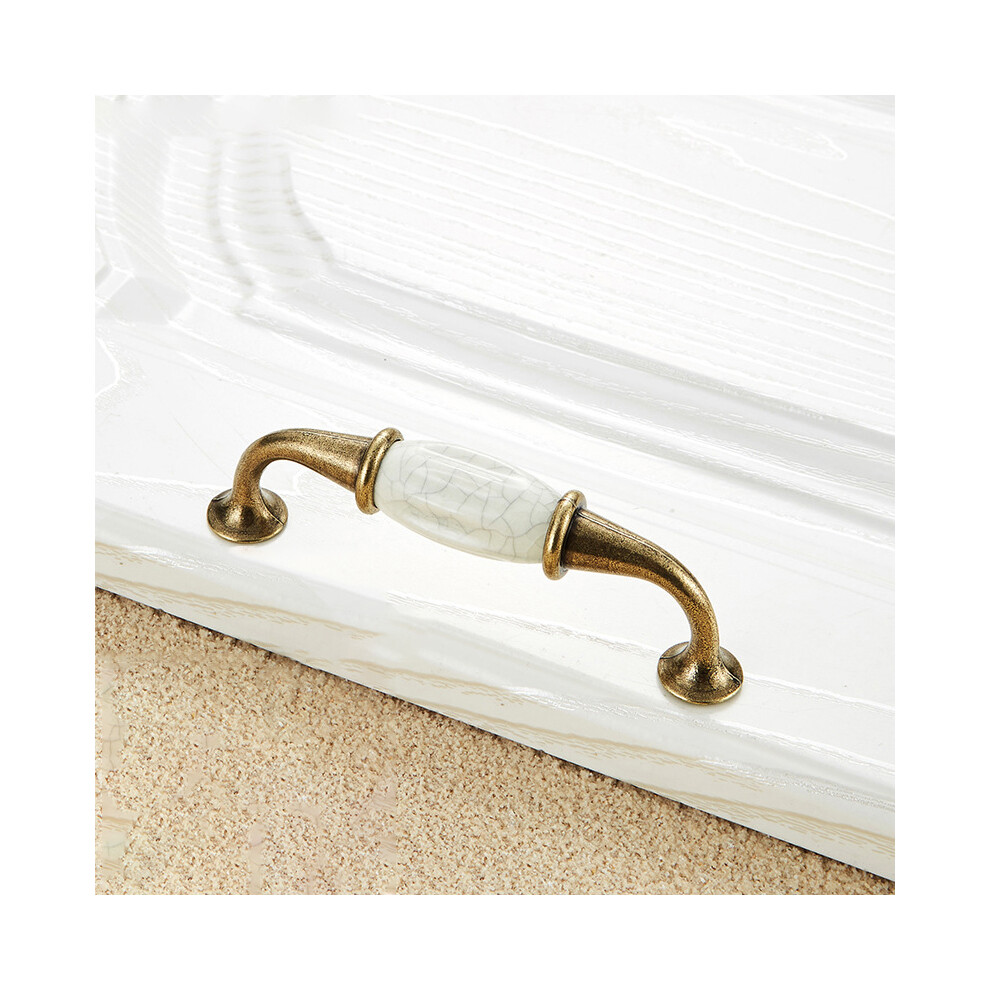 (F) Zinc Alloy Drawer Knobs Wardrobe Door Puller White Ceramic Cracked Cabinet Handle With 22Mm Screw 6914276714322