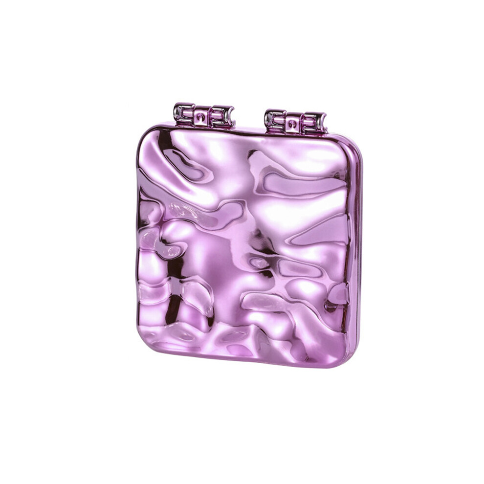 Purple (Purple) Mini Double Side Abs+Glass Electroplated Makeup Mirror Portable Folding Women Makeup Mirror