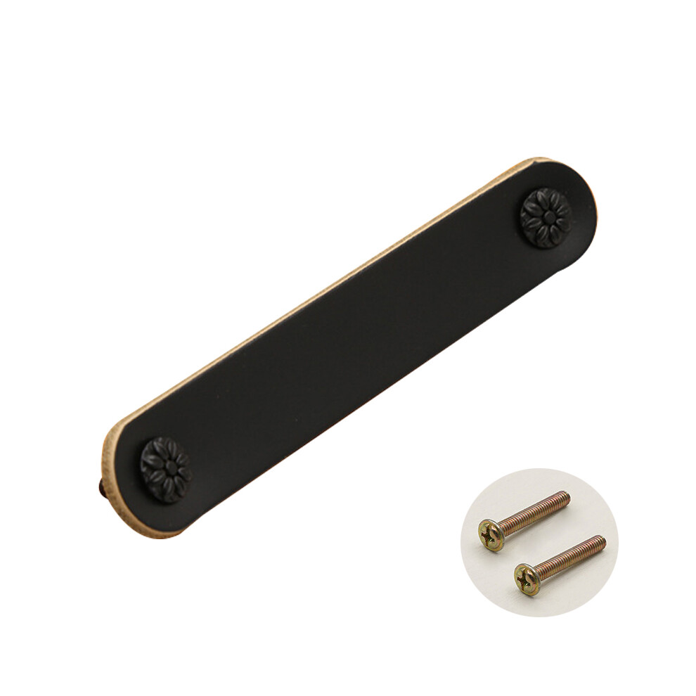 (6188 Black/96) 22Mm Screw Leather Cabinet Pulls Anti-Collision Wardrobe Drawer Handles Pulls 6914279794802