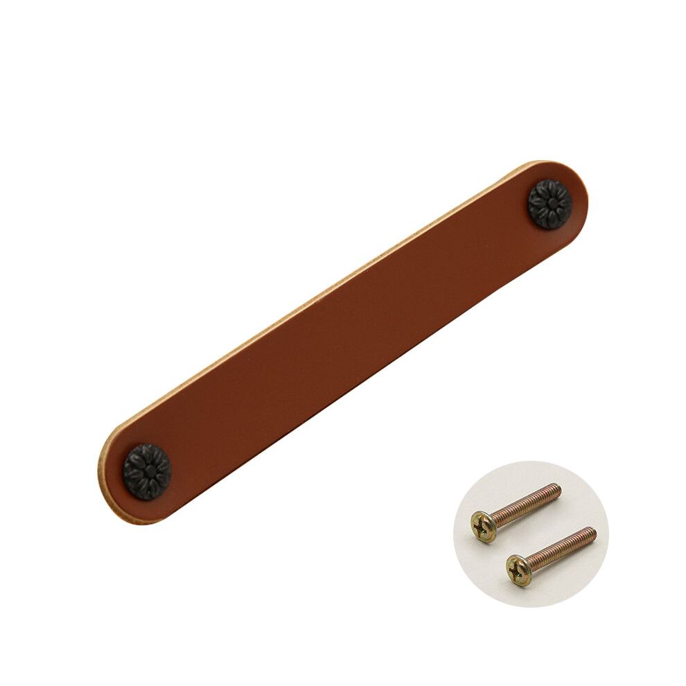 (6188 Brown/128) 22Mm Screw Leather Cabinet Pulls Anti-Collision Wardrobe Drawer Handles Pulls 6914275379171