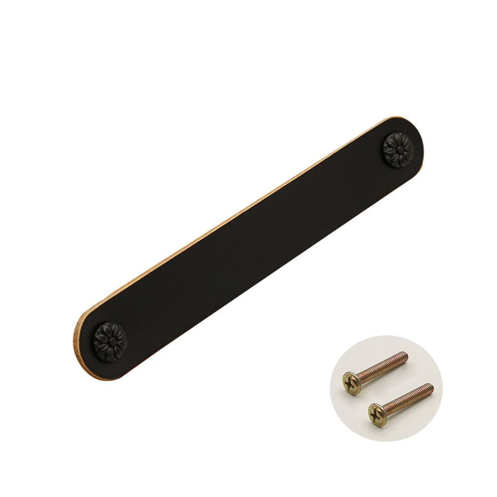 (6188 Black/128) 22mm Screw Leather Cabinet Pulls Anti-Collision Wardrobe Drawer Handles Pulls-image-OPC-PJS6YD5-NEW