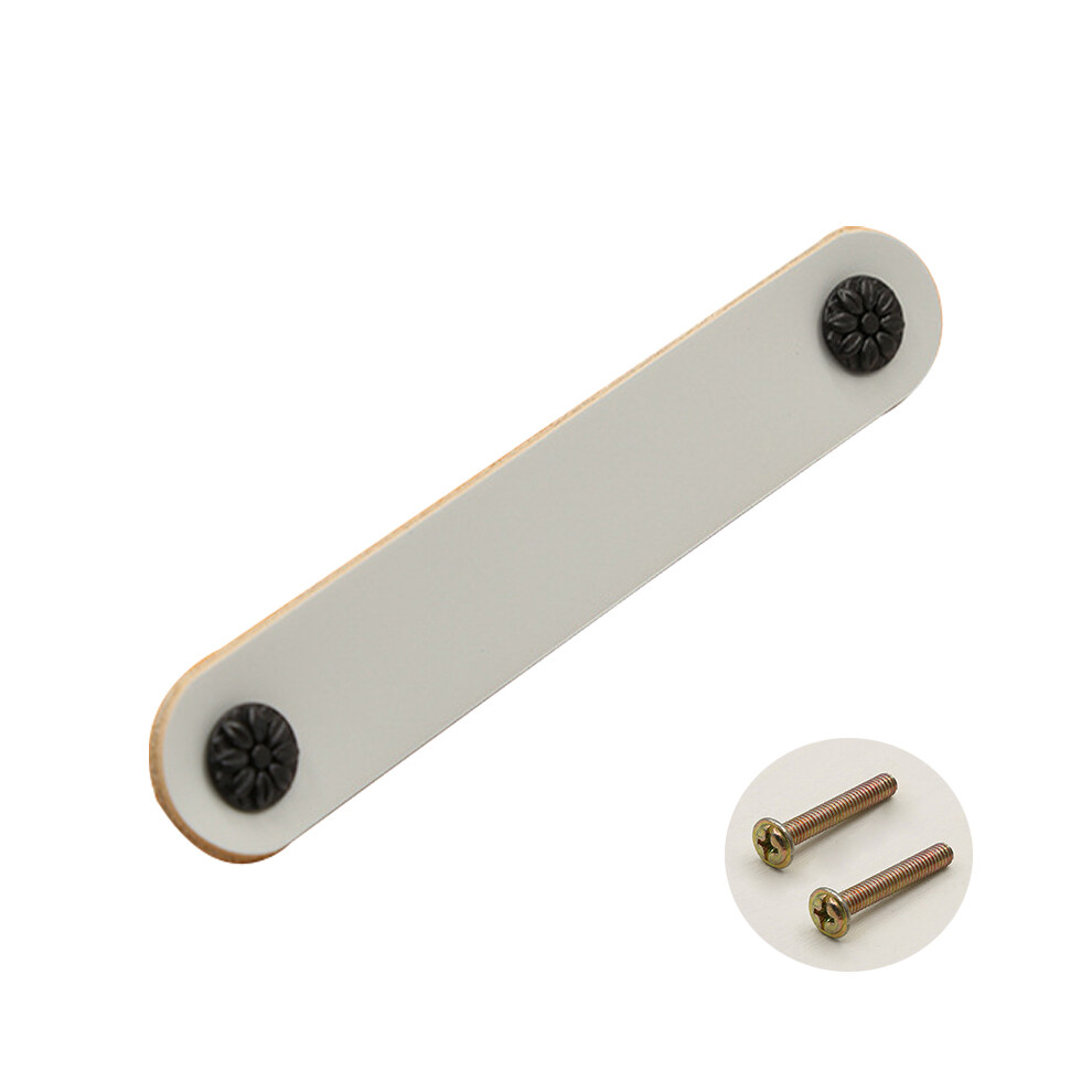 (6188 White/96) 22Mm Screw Leather Cabinet Pulls Anti-Collision Wardrobe Drawer Handles Pulls 6914270619982