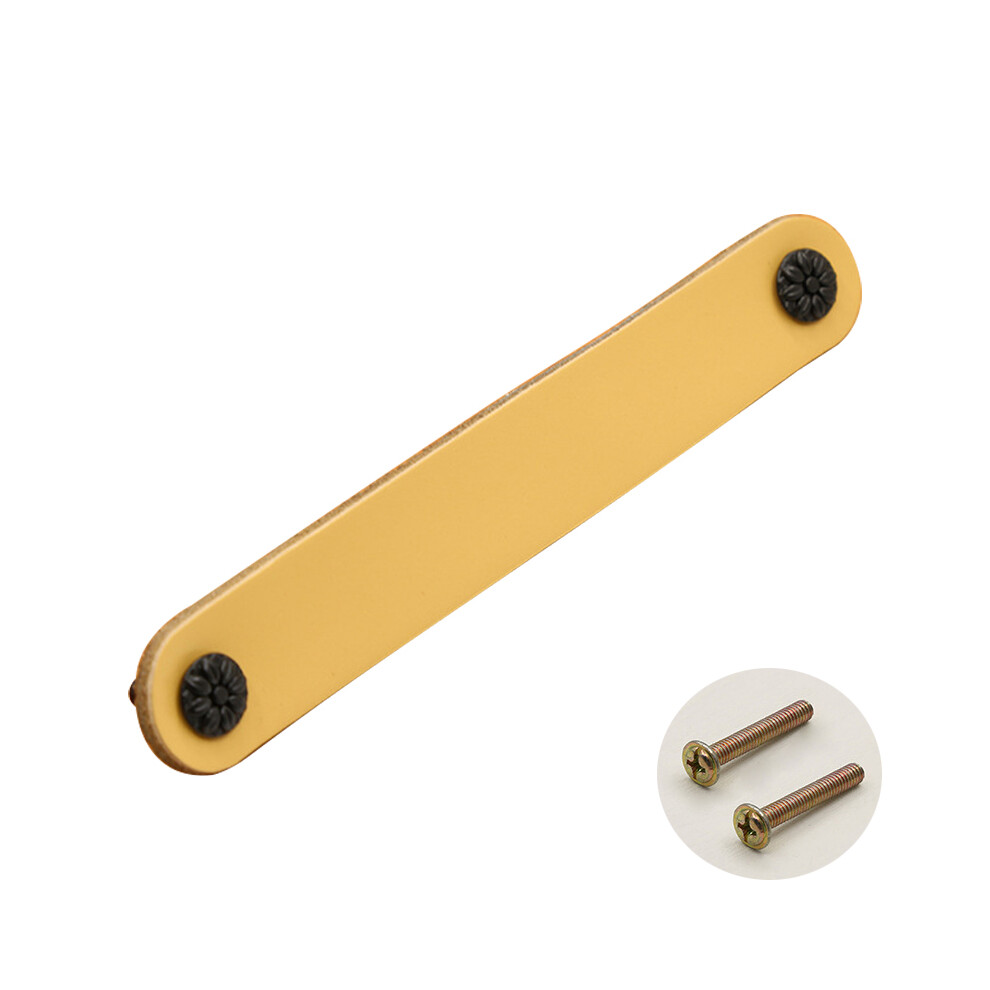 (6188 Skin Color/128) 22Mm Screw Leather Cabinet Pulls Anti-Collision Wardrobe Drawer Handles Pulls 6914277714741