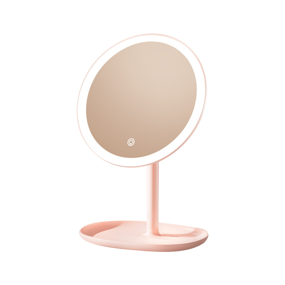 (Pink) XIAOMIYOUPIN JORDAN&JUDY NV543 8-inch HD Makeup Mirror Desktop LED Fill Light Beauty Mirror with 3-Color Dimming