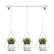 (D) 001- ZJ-YXH001 Set of 3 Hanging Flower Pot Wall-Mounted Gardening Plant Hangers with Extendable Rod