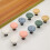 (Grey) Ceramic Cabinet Drawer Door Knob Cupboard Wardrobe Embossed Round Pull Handle with 25mm Screw 3