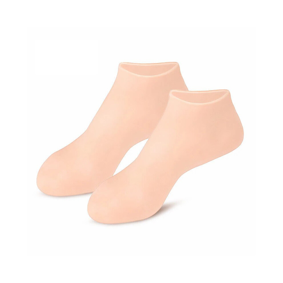 (Nude) 1 Pair Silicone Moisturizing Socks for Dry Cracked Feet Cracked Heels and Softening Rough Skin