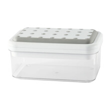 (Light Grey) Single Layer Kitchen Ice Tray with Lid Press Ice Cube Maker Mold Box (BPA Free,No FDA Certificate)
