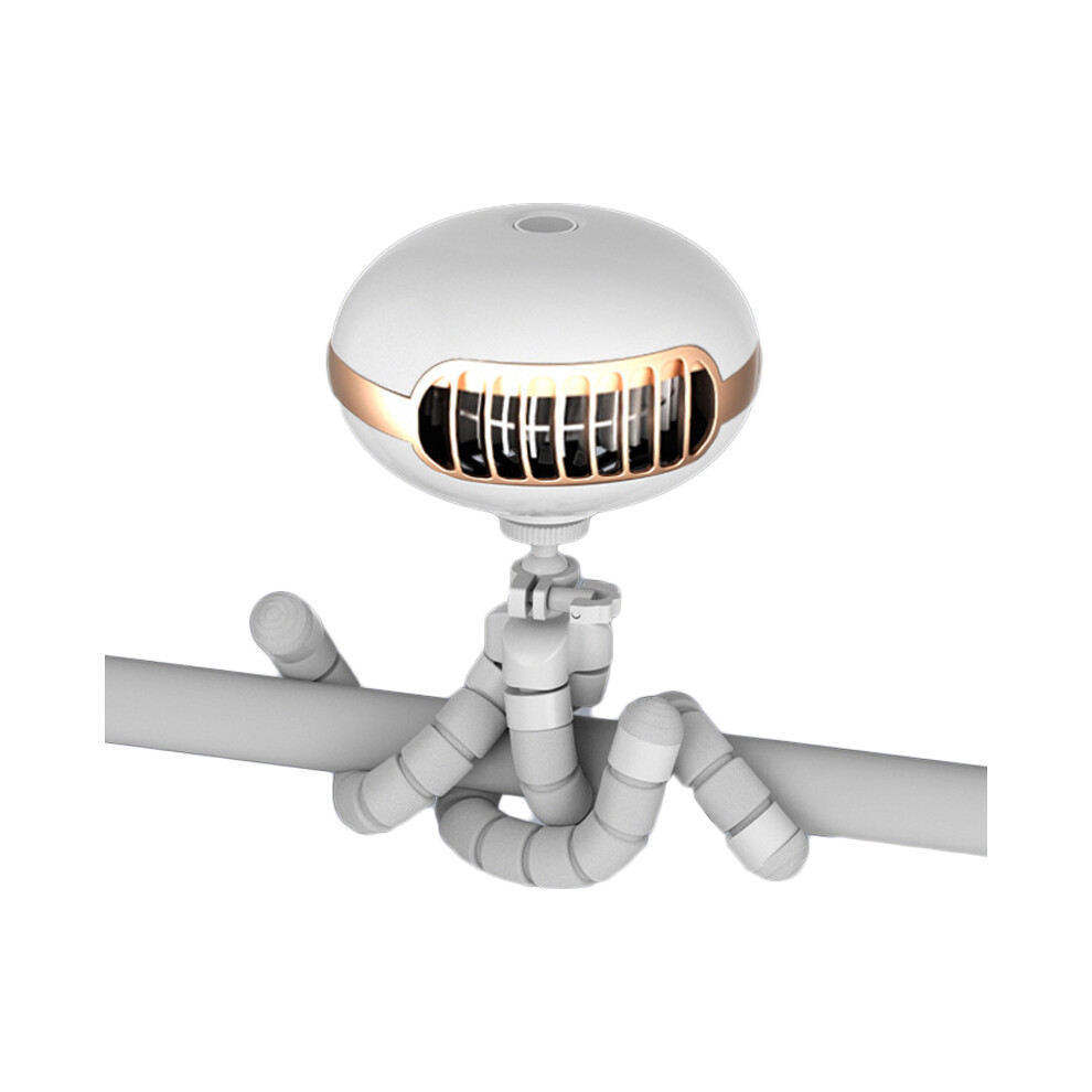 (White) Stroller Portable Clip-On Fan Usb Rechargeable Handheld Fan With Octopus Tripod White 6914273997261