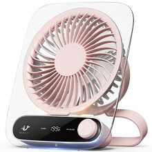 (Pink) Portable Desk Fan Ultra Thin Rechargeable 3000mAh Handheld Wall Mountable Fan 199 Speed Settings