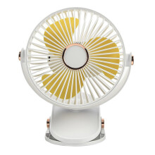 (White) 6 Inch Desk Fan with Ambient Light 1200mAh 3 Speeds Adjustable Clip Fan for Dorm Office