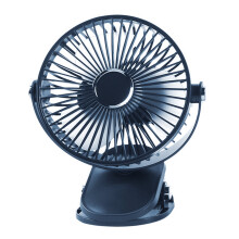(Navy Blue) 6 Inch Desk Fan with Ambient Light 1200mAh 3 Speeds Adjustable Clip Fan for Dorm Office
