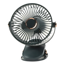(Blackish Green) 6 Inch Desk Fan with Ambient Light 1200mAh 3 Speeds Adjustable Clip Fan for Dorm Office
