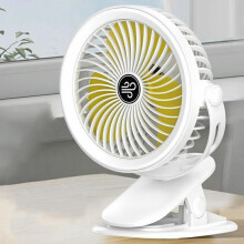 (White) F006 Clip On Desk Fan with Night Light 3 Speeds Adjustable Portable Hanging Fan for Camping Office