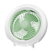 (A) 3 Speeds Adjustable Oscillating Head Desk Fan with Night Light Portable Hanging Fan