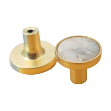 (S/Rock Grey) Zinc Alloy Shell Marble Texture Furniture Round Handle Drawer Wardrobe Cabinet Door Knob,22mm Screw