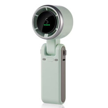 (Green) N607 Foldable Handheld Fan Turbo High Speed Silent USB Rechargeable Neck Fan