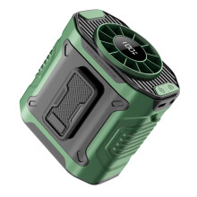 (Green) M360 High Speed Motor Waist Fan 100 Speeds Adjustable Digital Display Portable Neck Fan with LED Light