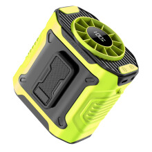 (Grey) M360 High Speed Motor Waist Fan 100 Speeds Adjustable Digital Display Portable Neck Fan with LED Light
