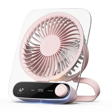 (Pink) JF136 Desktop Fan Wide Angle Powerful Airflow Portable Hanging Desk Fan Cooler