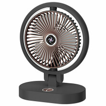 (C) USB Rechargeable Desk Fan 4 Speeds Adjustable Cooling Fan with 3 Gears Night Light