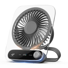 (Grey) JF136 Desktop Fan Wide Angle Powerful Airflow Portable Hanging Desk Fan Cooler