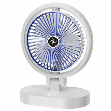 (B) USB Rechargeable Desk Fan 4 Speeds Adjustable Cooling Fan with 3 Gears Night Light