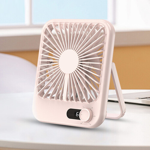 (Pink) 101 1-100 Gears Stepless Speed Silent Desk Fan with Triangular Support (CE/FCC Certified)