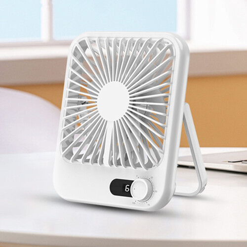 (White) 101 1-100 Gears Stepless Speed Silent Desk Fan with Triangular Support (CE/FCC Certified)