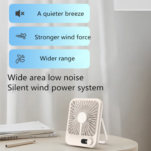 (Beige) 101 1-100 Gears Stepless Speed Silent Desk Fan with Triangular Support (CE/FCC Certified) 1
