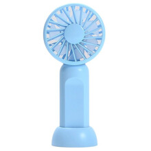 (Blue) Portable Handheld Fan 3 Speeds Adjustable Low Noise Mini Desk Fan with Detachable Base