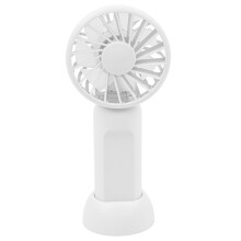 (White) Portable Handheld Fan 3 Speeds Adjustable Low Noise Mini Desk Fan with Detachable Base