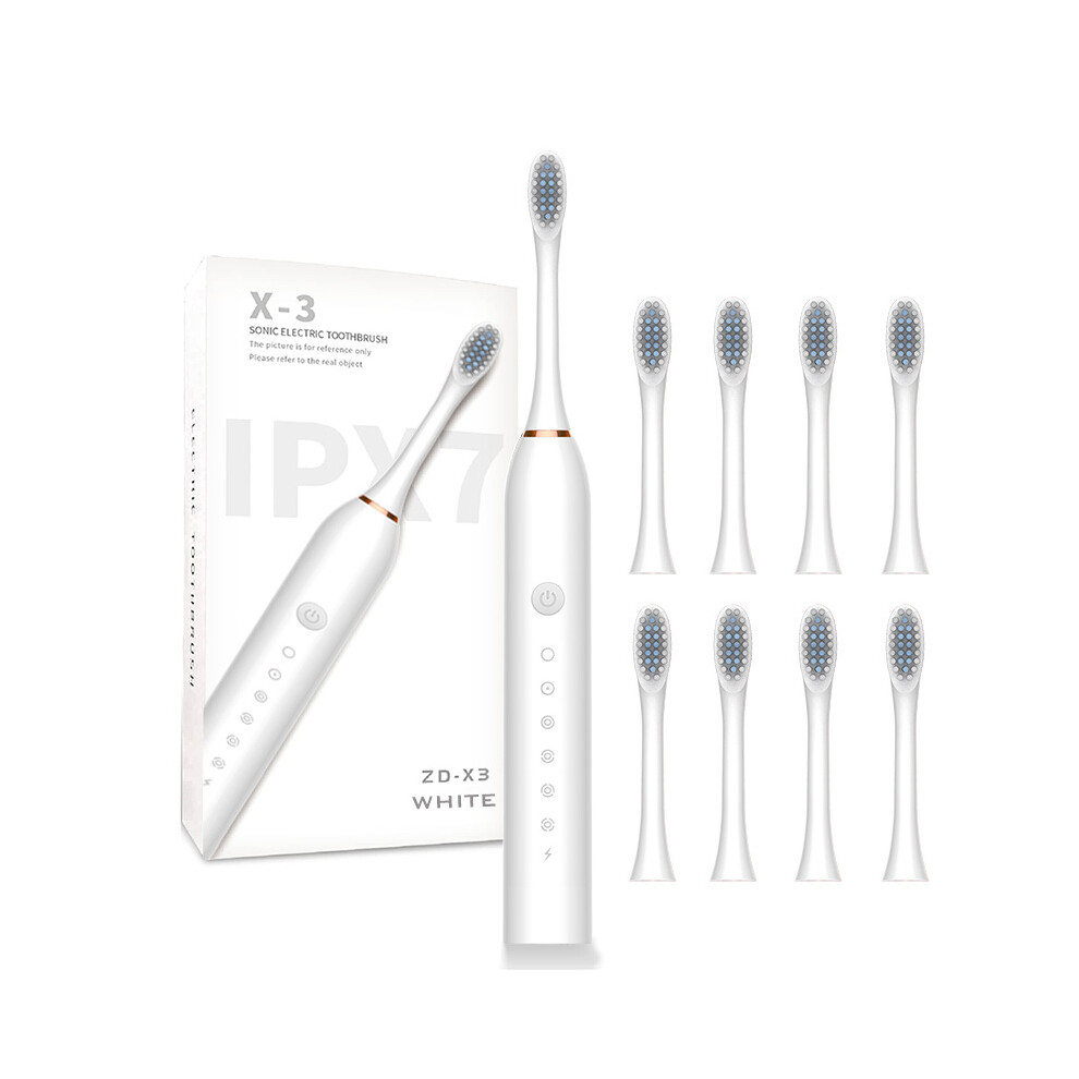 White (White) H02030 Electric Toothbrush Rechargeable Sonic Electronic Toothbrush With 8 Brush Heads 2 Mins 6 Modes Smart Timer,42000Vpm