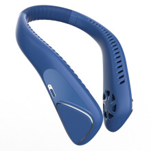 (Blue) F70 Outdoor Sports Neck Fan 3 Gears Low Noise Summer Cooling Bladeless Neck-mounted Fan