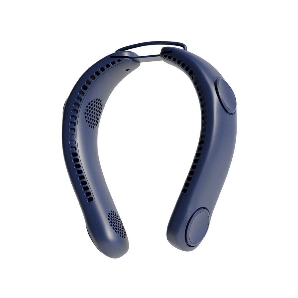(Blue) Portable Foldable Neck Fan Usb Rechargeable 4-Core Wearable Cooling Fan Blue 6914279103178