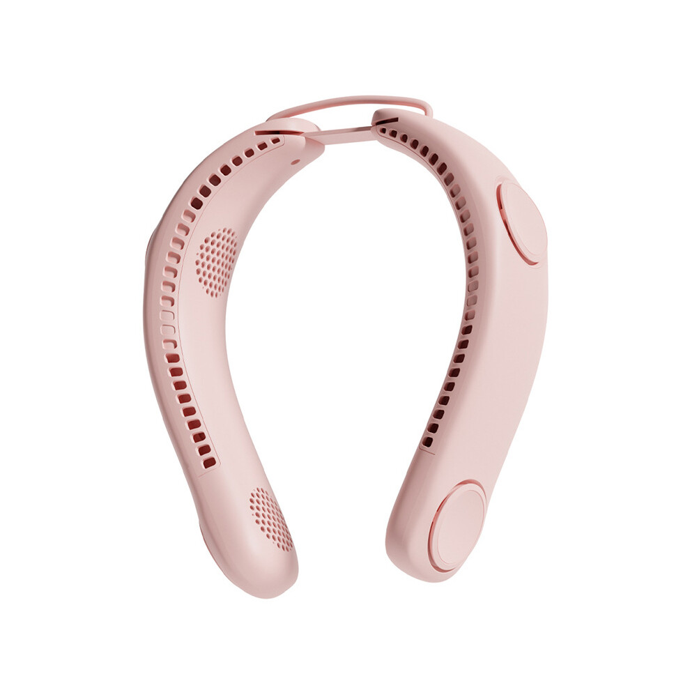 (Pink) Portable Foldable Neck Fan Usb Rechargeable 4-Core Wearable Cooling Fan Pink 6914279405999