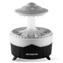 (Black) Creative Raindrop Humidifier Aroma Diffuser Indoor 7-Color LED Large Mist Ultrasonic Humidifier,EU Plug
